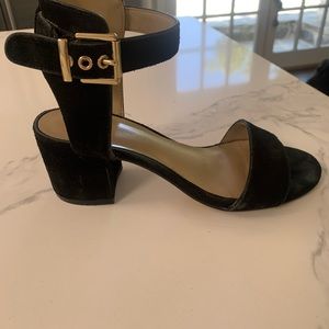 Sak’s Fifth Avenue Black Suede Ankle Sandals
